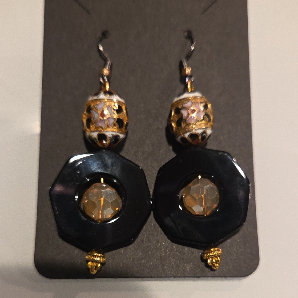 Elegant Black and Gold Earrings